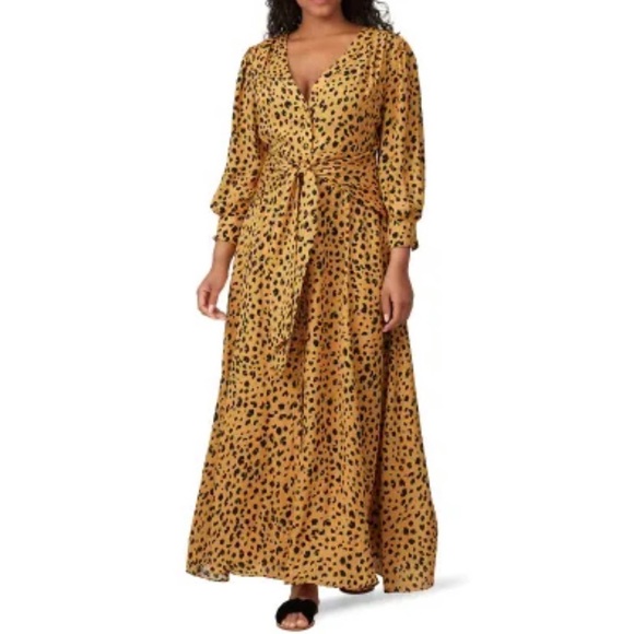 Nicholas Leopard Tie Front Maxi Button Dress Size 8 - Picture 4 of 4